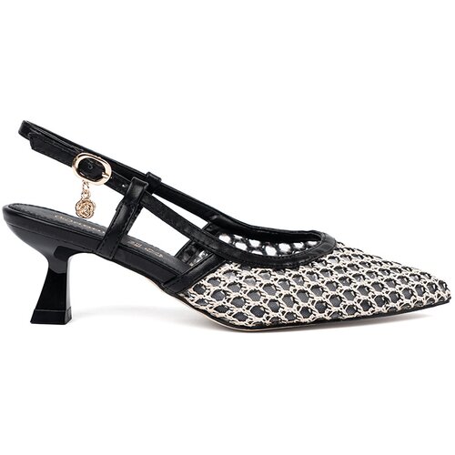 GOODIN Black openwork pumps with a low heel Cene