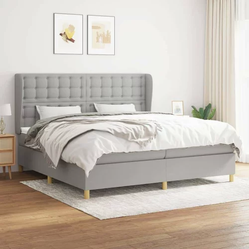  Box spring postelja z vzmetnico svetlo siva 200x200 cm blago, (20851592)