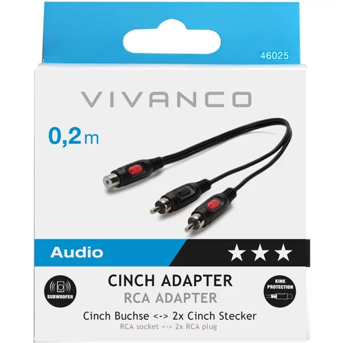 Vivanco Y-Adapter Cinch, 2 Cinch 0,2m 46025 46/03 01