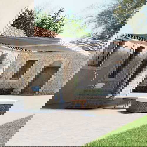 vidaXL prostostoječa ročno zložljiva tenda 500x300 cm modra/bela Cene