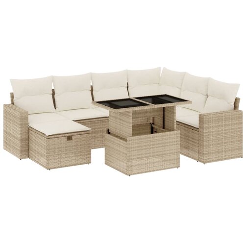 vidaXL 8-dijelni set vrtnih sofa od poliratana s jastucima bež Cijene