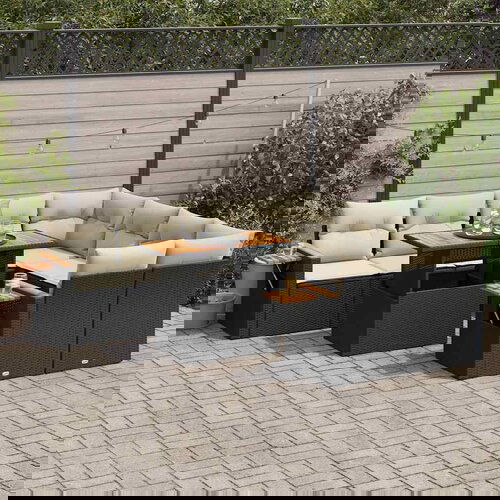 vidaXL 9-dijelni set vrtnih sofa s jastucima crni od poliratana bagrem Cijene