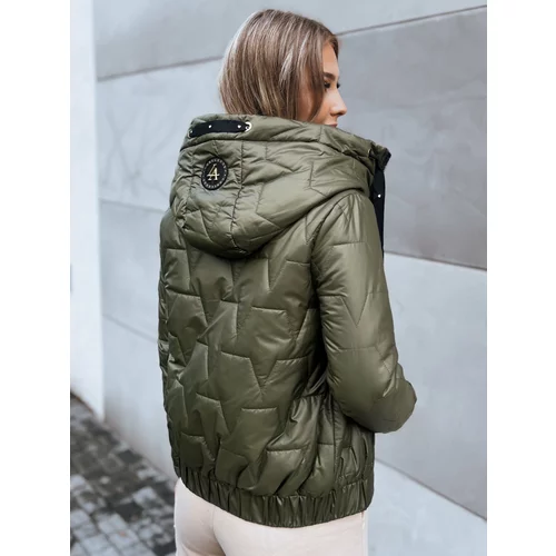DStreet Women's quilted autumn jacket LOVE YOU green