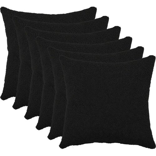 Presvlaka za jastuk 6 pcs HEERLEN Crna 30 x 30 cm Boucl&amp;eacute; Slike
