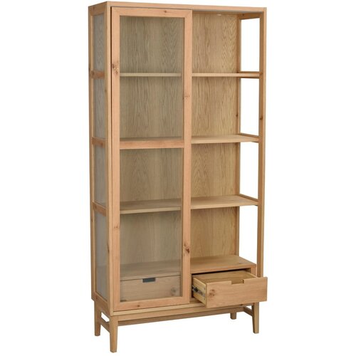 Rowico Vitrina v hrastovem dekorju z drsnimi vrati v naravni barvi 100x203 cm Hazelton &amp;ndash; Slike
