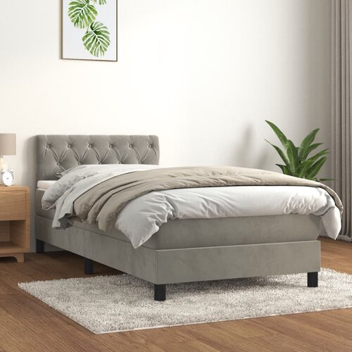 The Living Store Box spring postelja z vzmetnico svetlo siva 80x200 cm žamet - Box Spring Postelja, (21491694) Slike