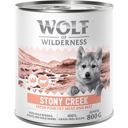Wolf of Wilderness Junior “Expedition” 6 x 800 g - Stony Creek - perutnina z govedino
