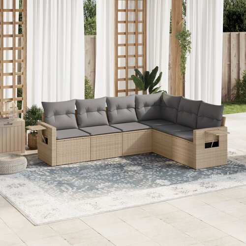 VidaXL 6-dijelni set vrtnih sofa s jastucima bež od poliratana Slike