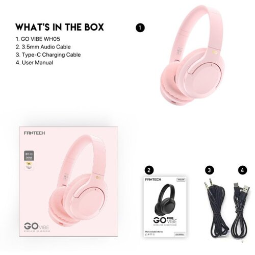 Fantech bluetooth slu&amp;scaron;alice go vibe WH05 pink Slike