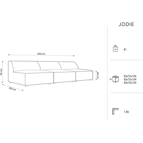 Micadoni Home Temno modra žametna sedežna garnitura 240 cm Jodie – Cene