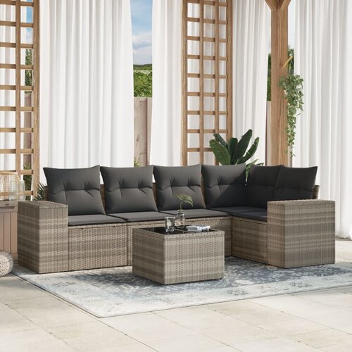 VidaXL 6-dijelni set vrtnih sofa od poliratana s jastucima svjetlosivi Slike