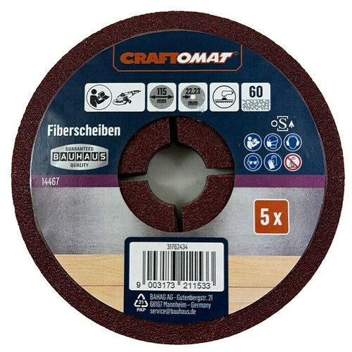 CRAFTOMAT Vlaknasti diski (Premer: 115 mm, Zrnavost: 60, 5 kos) Cene
