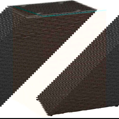 vidaXL bočni stolić sa staklenom površinom smeđi 35x35x52 cm poliratan Cijene