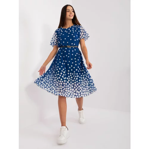 Fashion Hunters Navy and white polka dot dress