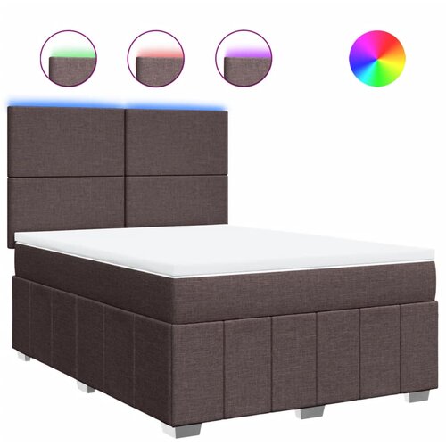 vidaXL Box spring postelja z vzmetnico temno rjav 140x190 cm blago, (21305380) Cene