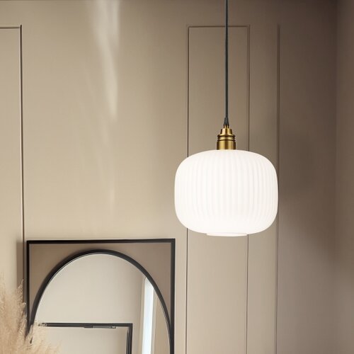  Visilica na sajli HECTOR 1xE27/15W/230V bela/mesing prečnik 25 cm Slike