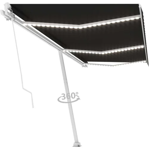 Tenda na ručno uvlačenje s LED svjetlima 600 x 300 cm antracit