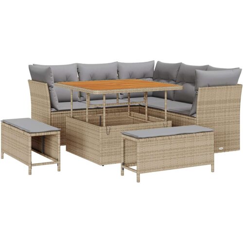  Set vrtne sofe od 8 komada s jastučićima bež poly ratan akacija set vrtne blagovaonske garniture od 3 komada s jastučićima Cene