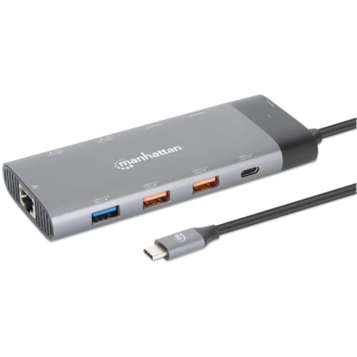 Docking station Manhattan 130714 10in1 USB-C - 2xHDMI/5xUSB/LAN/PD 100W Cene
