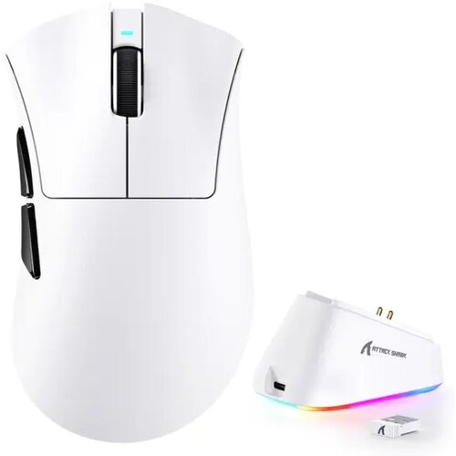 Attack Shark bežični gaming mi&amp;scaron; V3Pro PAW3311/25000 dpi/omron switches/white + charging dock Slike