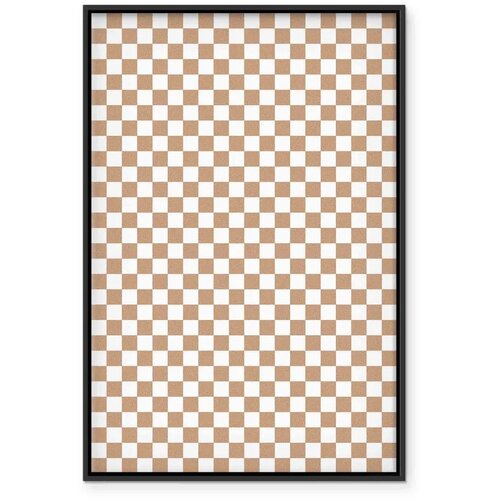  Slika - Checkerboard Pattern - Brown-White Grid with a Subtle Noise 80x120 U crnom drvenom okviru Slike