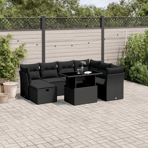 vidaXL 8-dijelni set vrtnih sofa od poliratana s jastucima crni Cijene