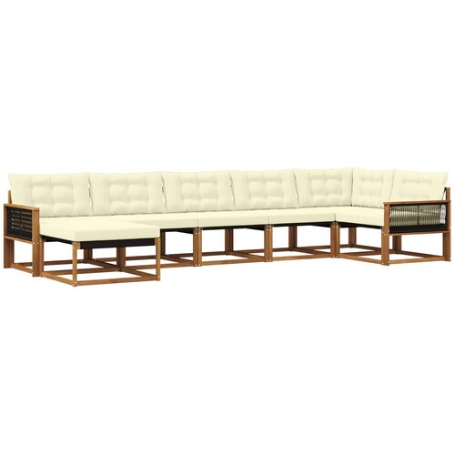 vidaXL Zunanja garnitura za sedenje z blazino 7 pcs Naravna in smetana, (5000273611) Cene