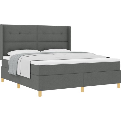 VidaXL postelja s &amp;scaron;katlasto vzmetjo z vzmetnico Temno siva 180x200 cm Tkanina, (22082992) Slike