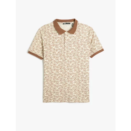 Koton Polo T-Shirt Geometric Printed Buttoned Slim Fit Cotton