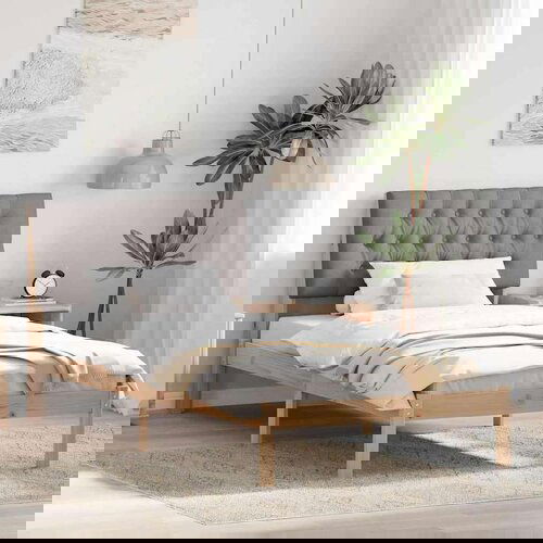 vidaXL Posteljni okvir z oblazinjenim vzglavjem Rjava 100 x 200 cm Cene