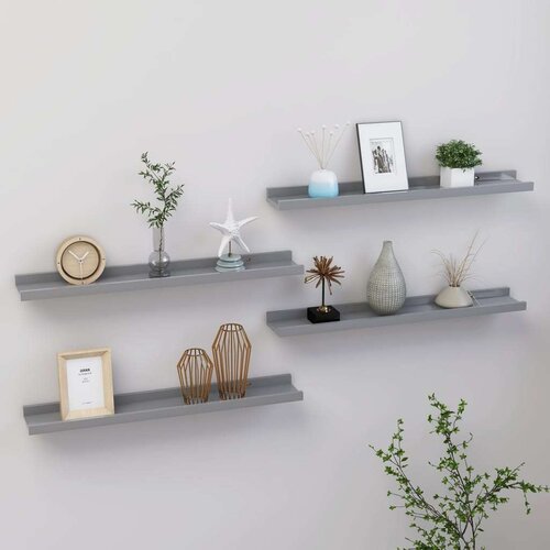 VidaXL Zidne police 4 kom sive 60 x 9 x 3 cm Slike