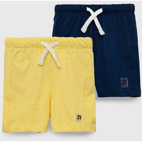 Zippy Kratke pamučne hlače za bebe 2-pack boja: tamno plava, podesivi struk
