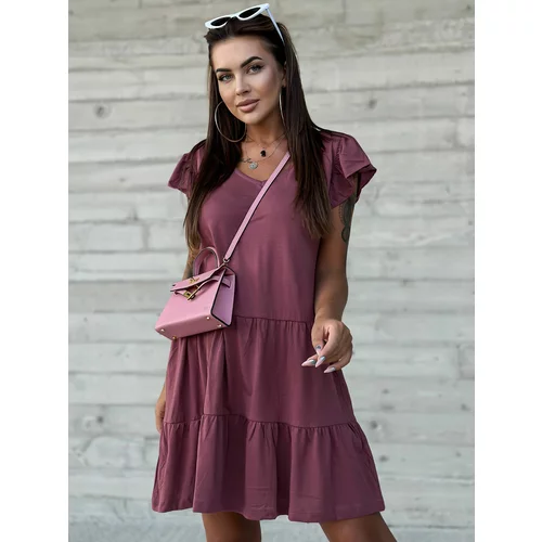 Fashion Hunters Plum dress with short sleeves and frills by MAYFLIES