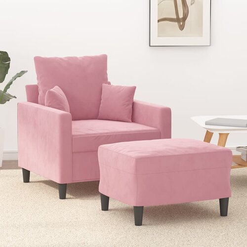  The Living Store Fotelj s stolčkom za noge roza 60 cm žamet - Kavč S Stolčkom Za Noge, (21485158) Cene