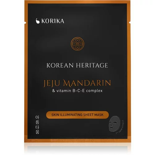 KORIKA Korean Heritage Jeju Mandaring & Vitamin B-C-E Complex Skin Illuminating Sheet Mask sheet maska za blistav ten Jeju mandarin & vitaminc B-C-E c