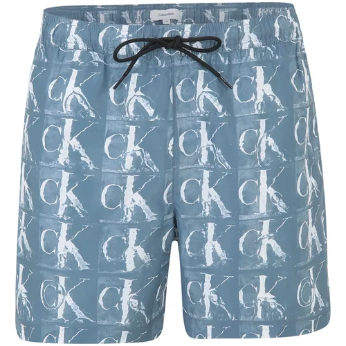 Calvin Klein Swimwear Kupaće hlače sivkasto plava / bijela
