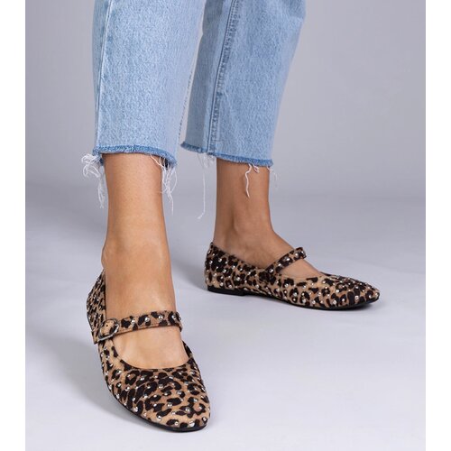 Gemre Leopard ballerinas with studs and buckle Salos Slike