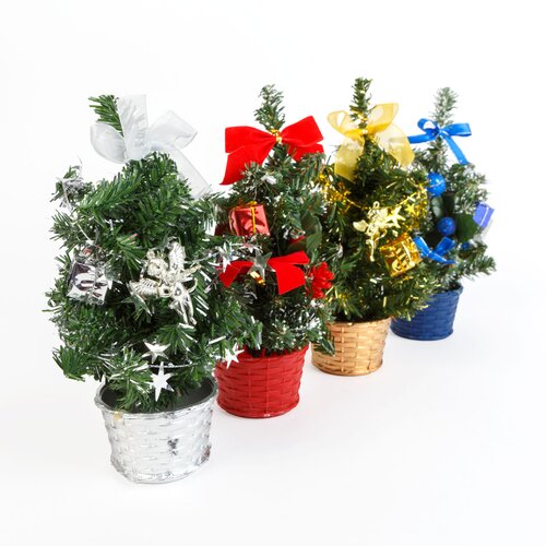 Family Christmas mini okra&amp;scaron;eno božično drevo v ko&amp;scaron;arici 30cm 4 vrste Slike