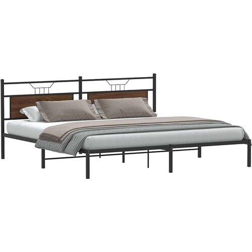  Posteljni okvir brez vzmetnice rjavi hrast 200x200 cm inž. les, (21829408) Slike