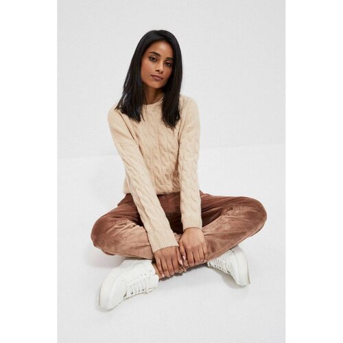 Moodo Sweater with a decorative weave - beige Cene