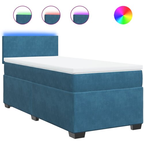 VidaXL Box spring postelja z vzmetnico modra 80x200 cm žamet, (21305164) Slike