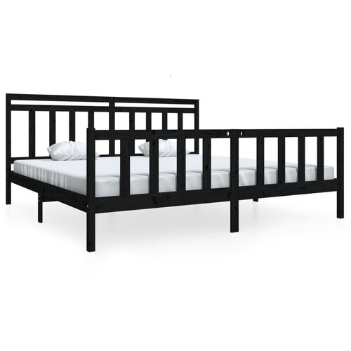 Maison Chic Posteljni okvir - Dvoposteljna postelja - Zakonska postelja črn iz trdnega lesa 200x200 cm-J4929, (21770598) Cene