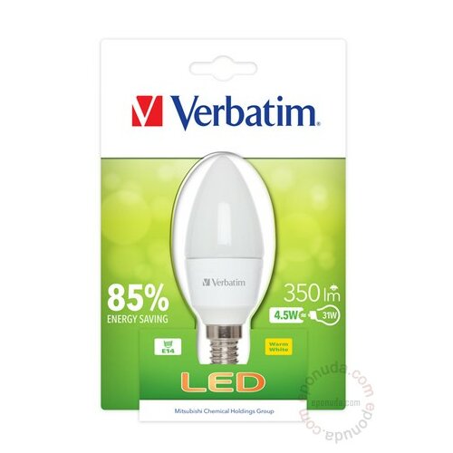 Verbatim LED SIJALICE 230V/E14/4.5W/2700K/350LM/CFROSTED/52602/20000H/ E Slike