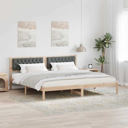  Krevetna konstrukcija s uzglavljem Tamno siva 200 x 200 cm Slike