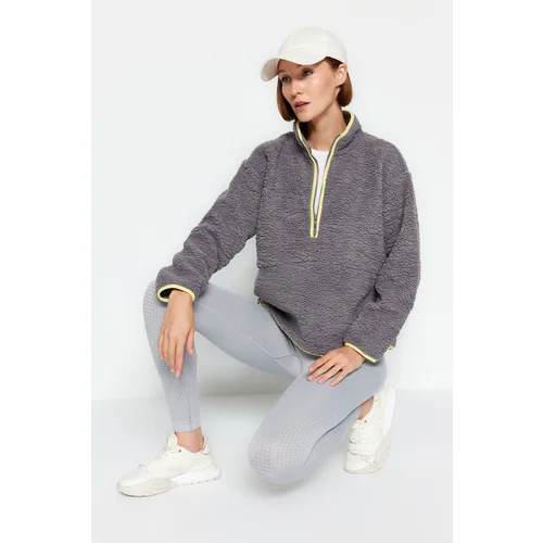 Trendyol Gray Plush Sports Sweatshirt