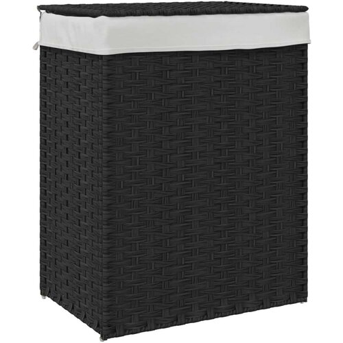 VidaXL Ko&amp;scaron;ara za rublje s poklopcem crna 46 x 33 x 60 cm od poliratana Slike