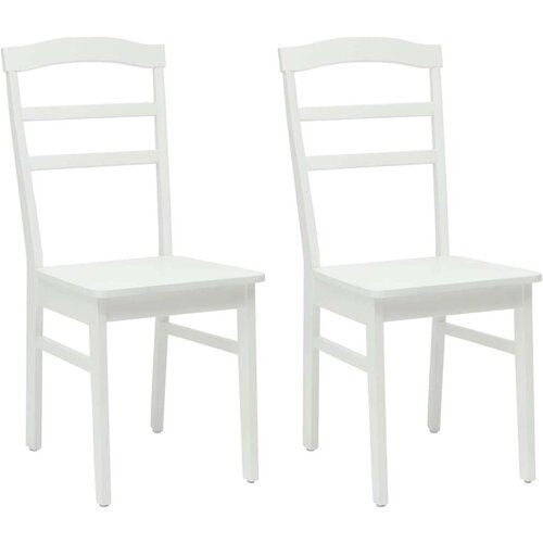 Stolac za blagovanje 2 pcs Bijelo Čvrsto drvo od gume Slike