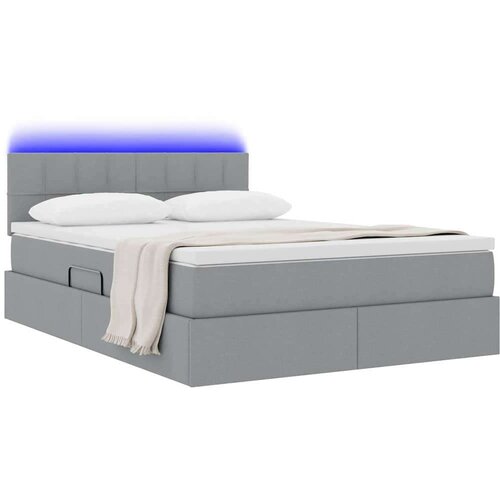 VidaXL krevet s led lampica svijetlo siva 140 x 190 cm tkanina Slike