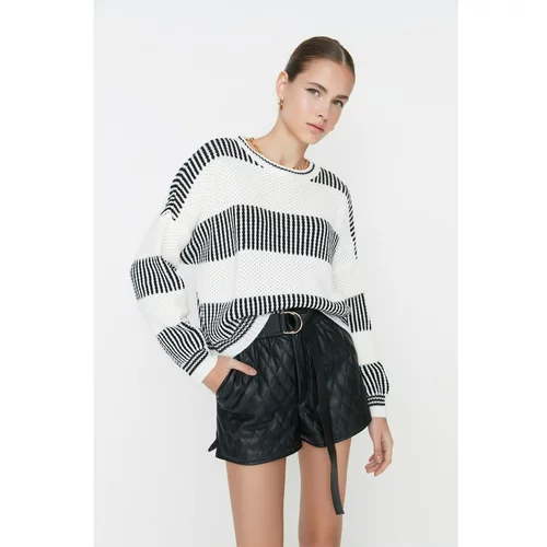 Trendyol Ecru Striped Knitwear Sweater