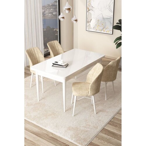Hanah home Set Trpezarijski sto i 4 stolice Arp, Krem-bijela Cene